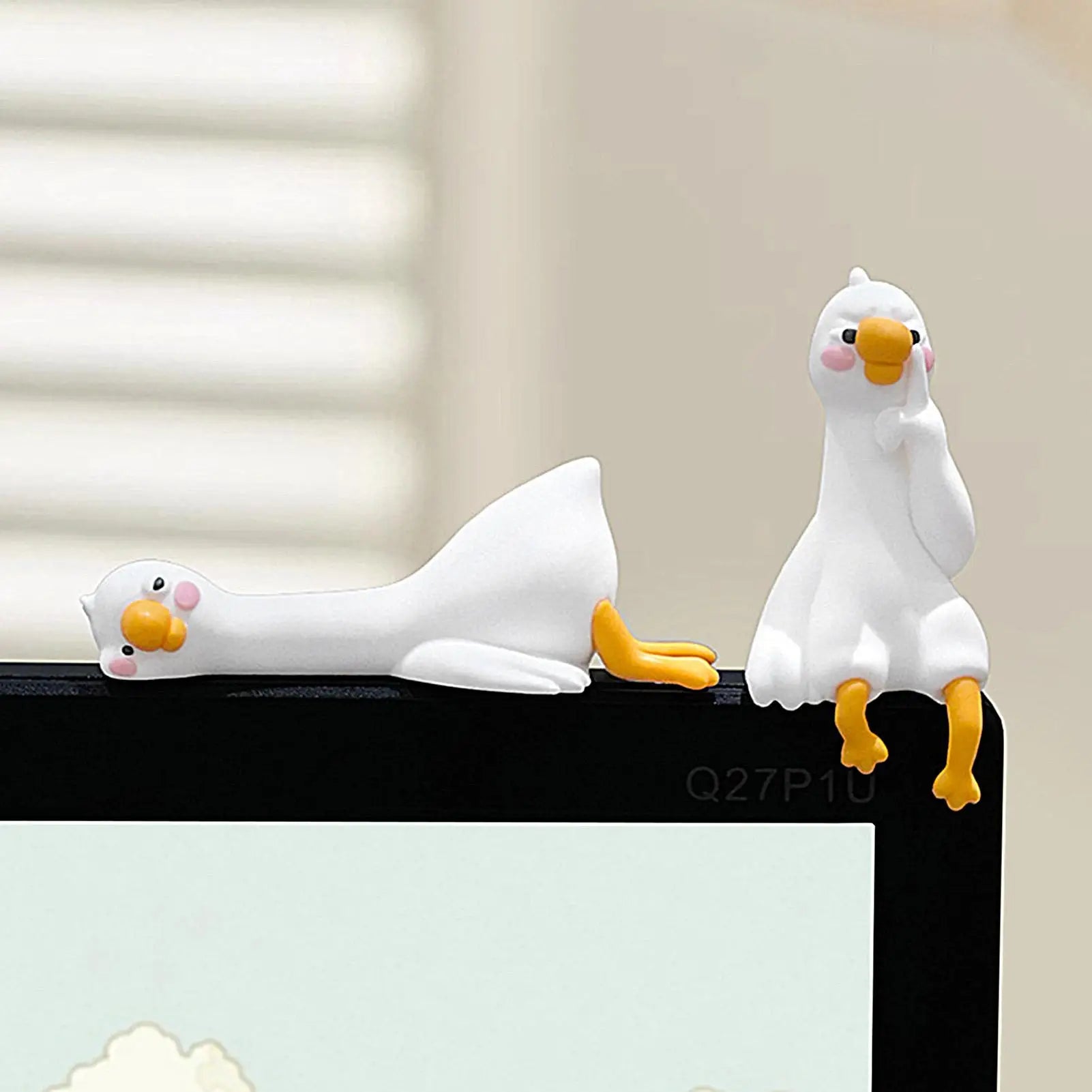 Computer Monitor Decor Figurines 4 Piece Geese Picture Frame Animal Sculpture for Home Office Study Workplace Shelf Display