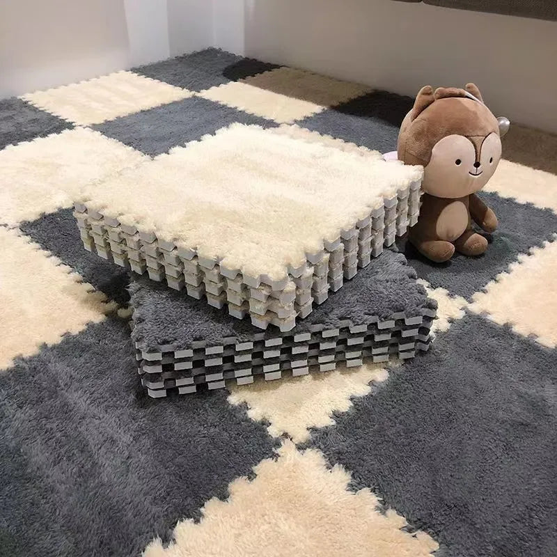 Soft Plush Children's Mat Baby Toys Eva Foam Puzzle Carpet Warm Playmat for Living Room balcony Pink Spliceable carpet 30*30*1CM